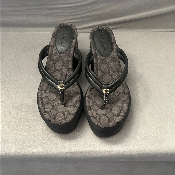 Coach Shoes - Coach Women's Black and Gray Platform Sandals
